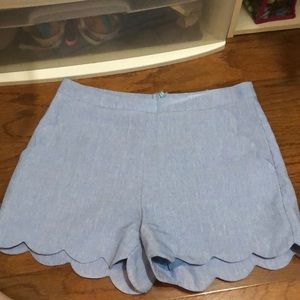 scalloped linen lined shorts